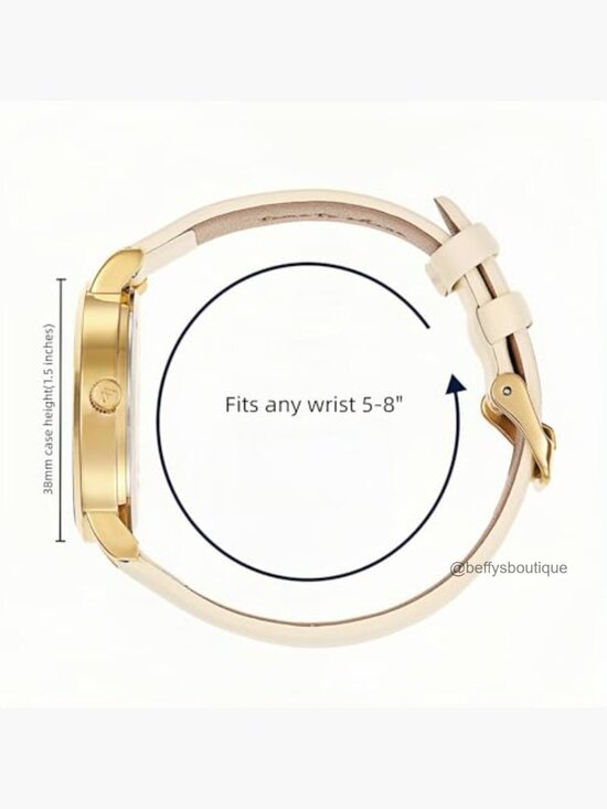 38mm Interchangeable Strap Quartz Watch with Crystal Dial, Large Easy Read
